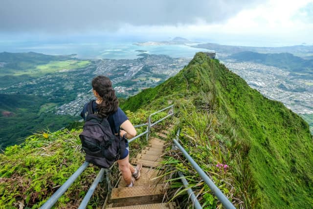 hiking Haiku Stairs in Hawaii