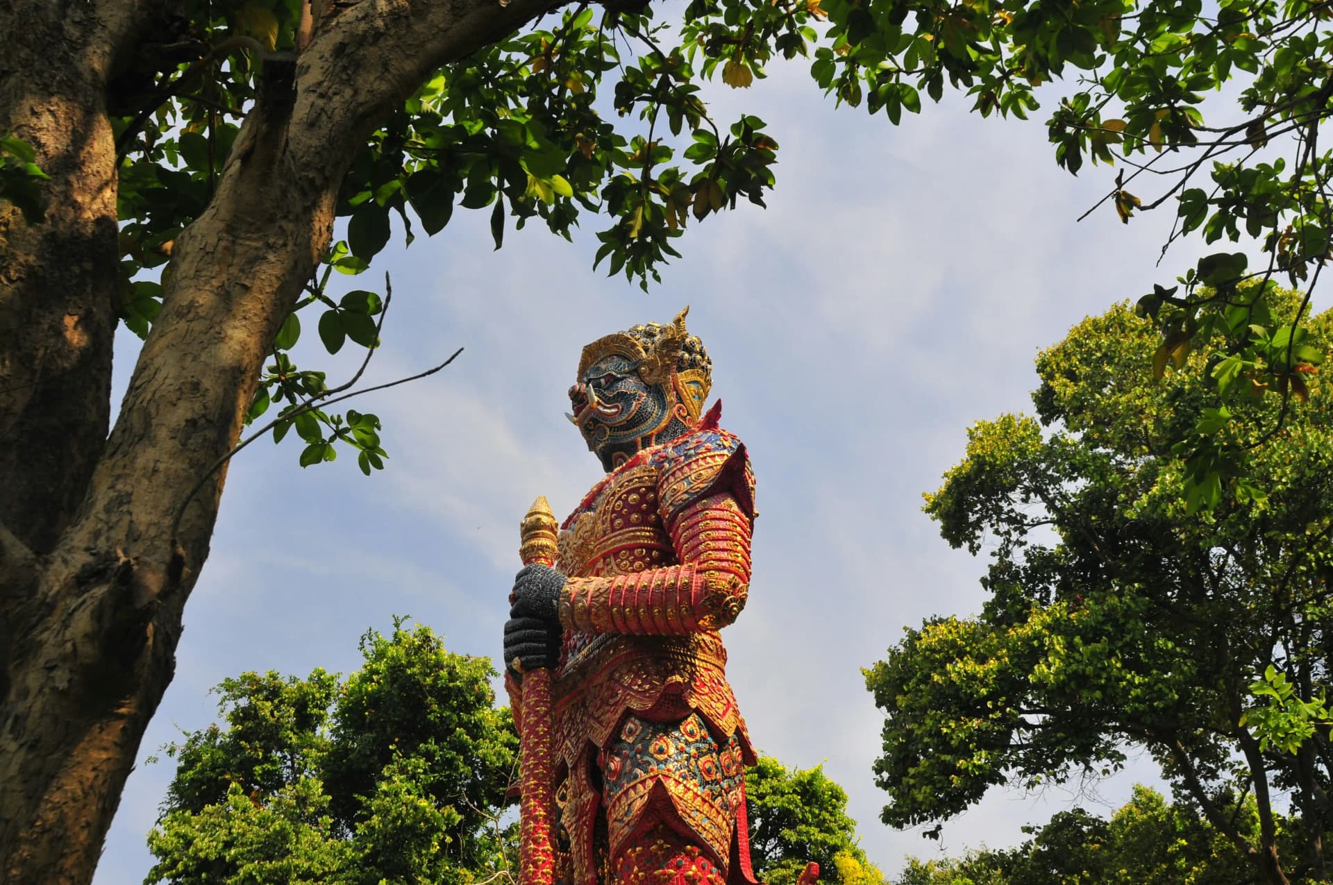 demon statue infront of temple in Thailand