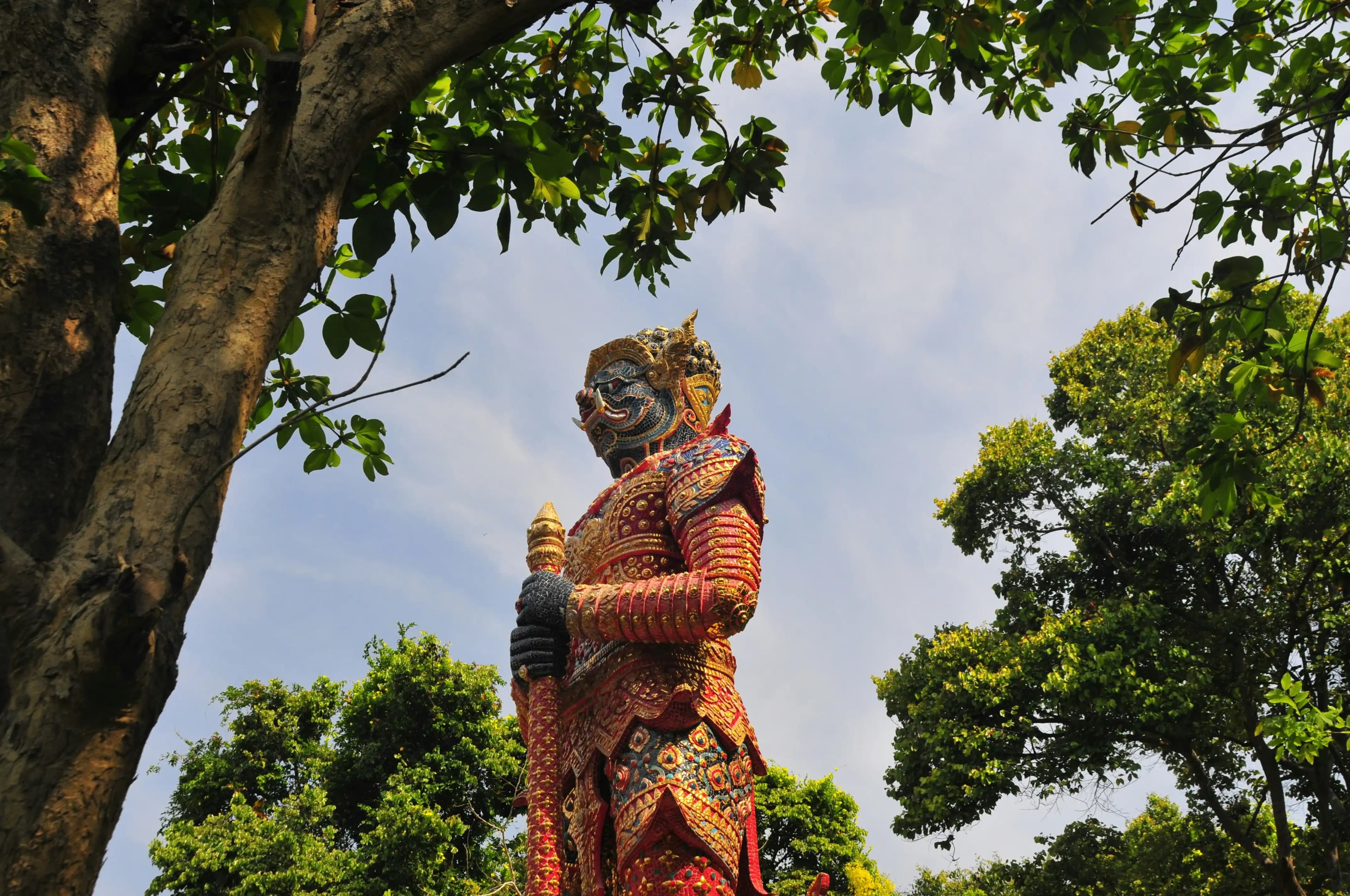 demon statue infront of temple in Thailand