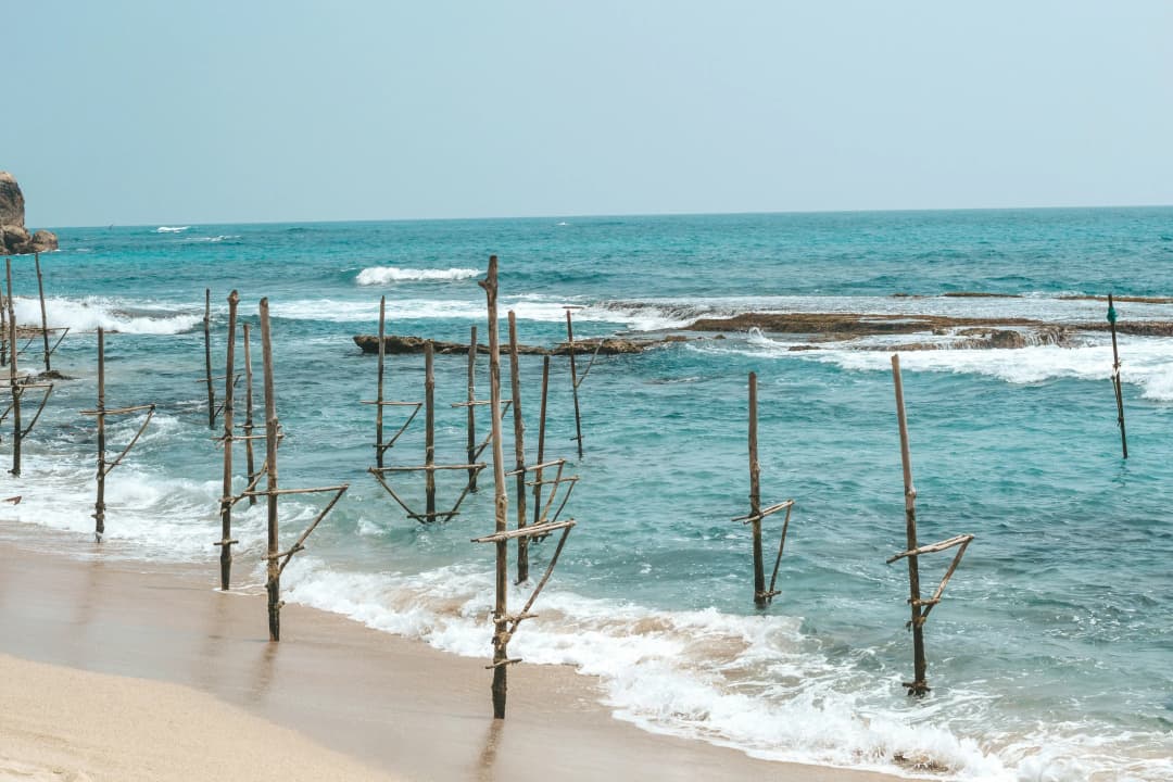 Stilts at Mirissa Beach by Filiz Elaerts