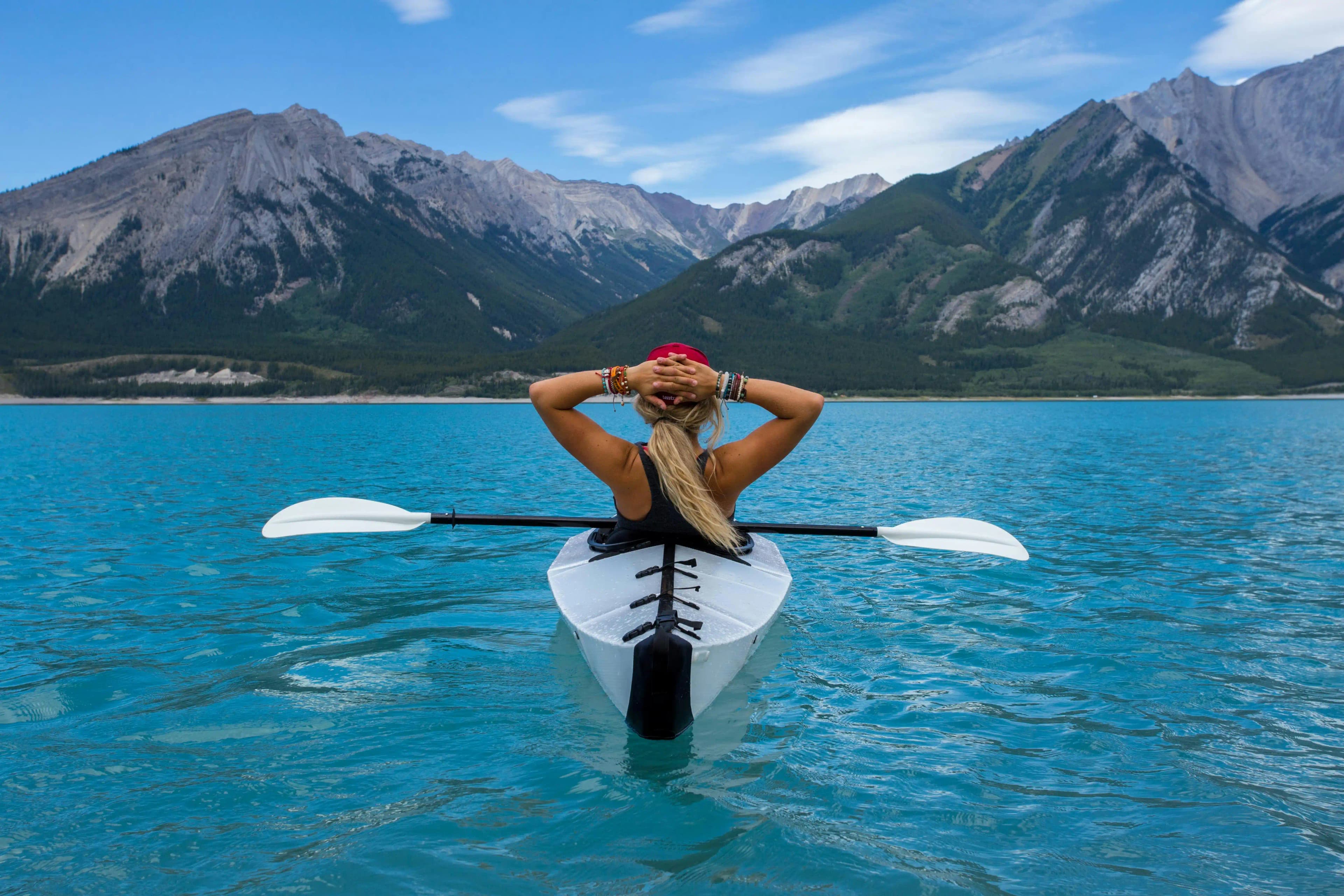 canoeing on clear water