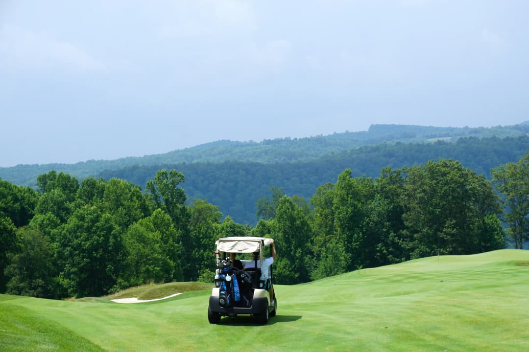 Golf cart on grass