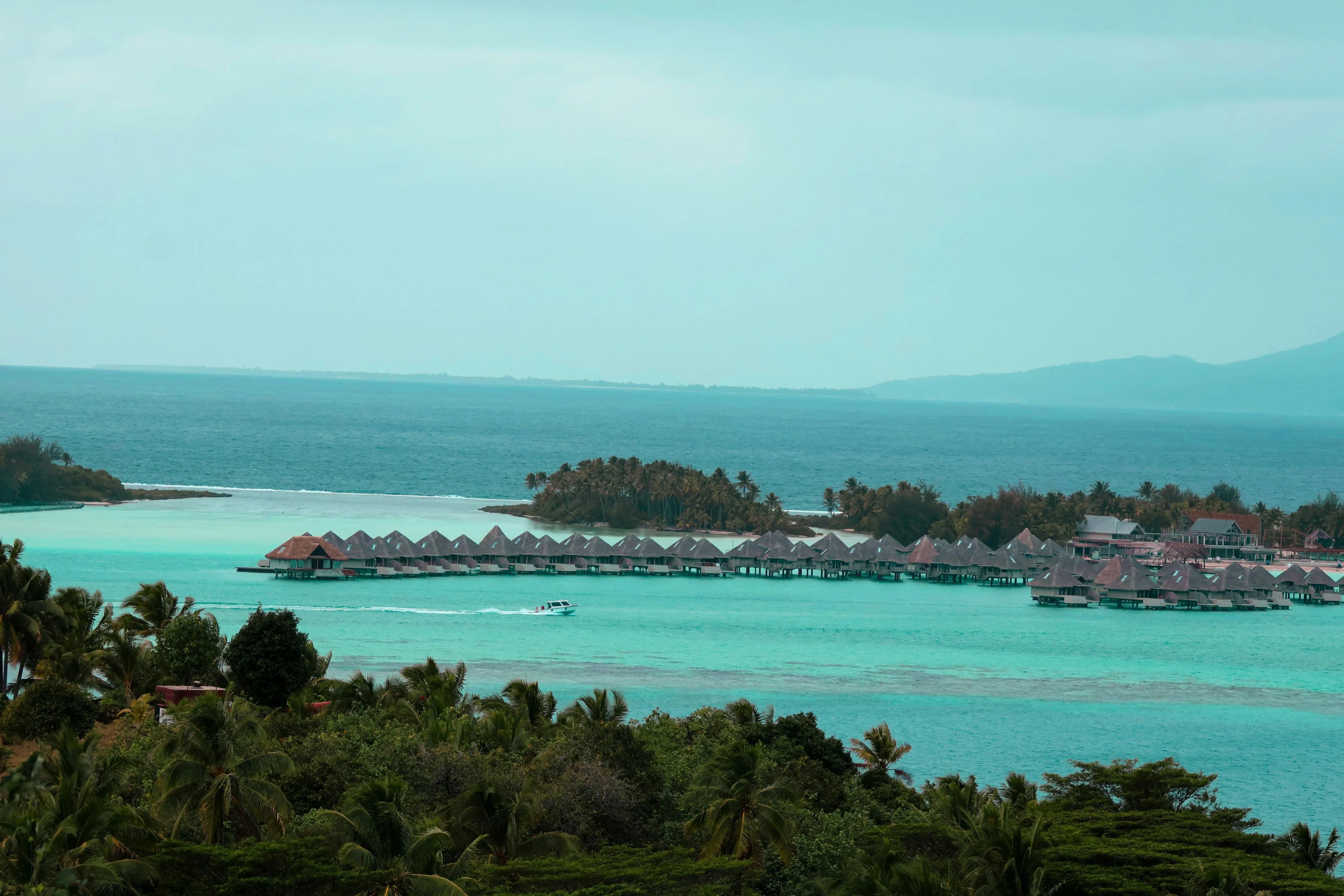 overwater bungalows at Bora Bora, Tahiti