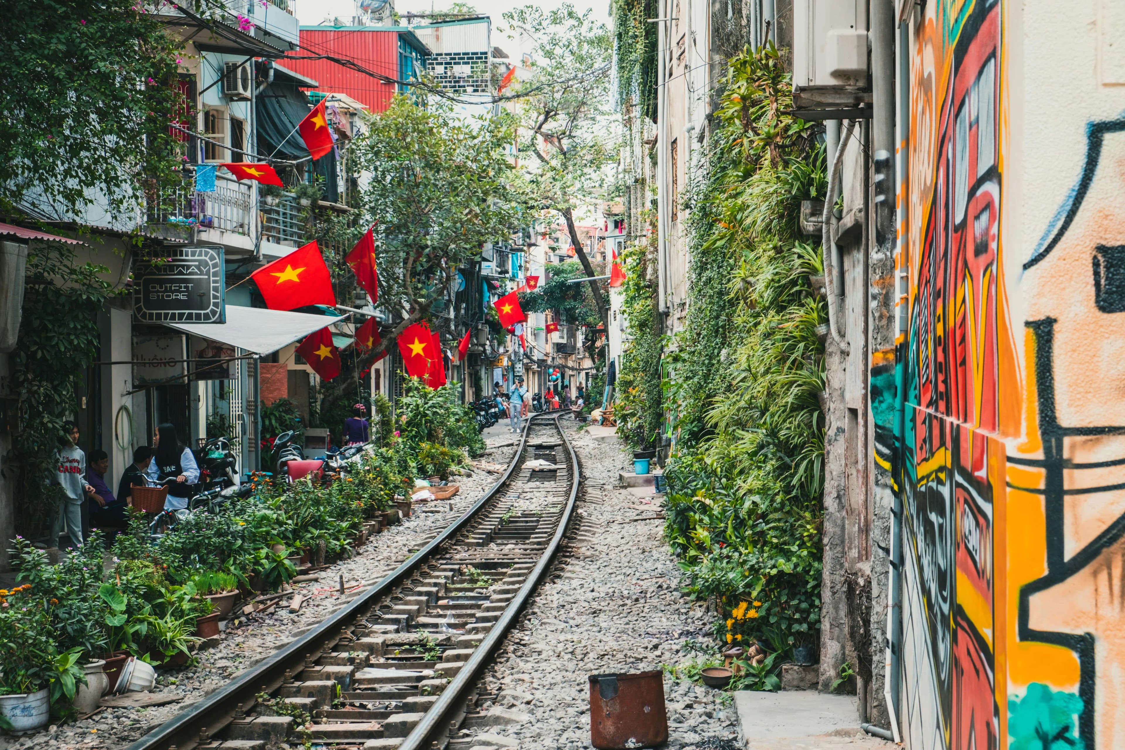 Enjoy a cup of coffee at Hanoi train street