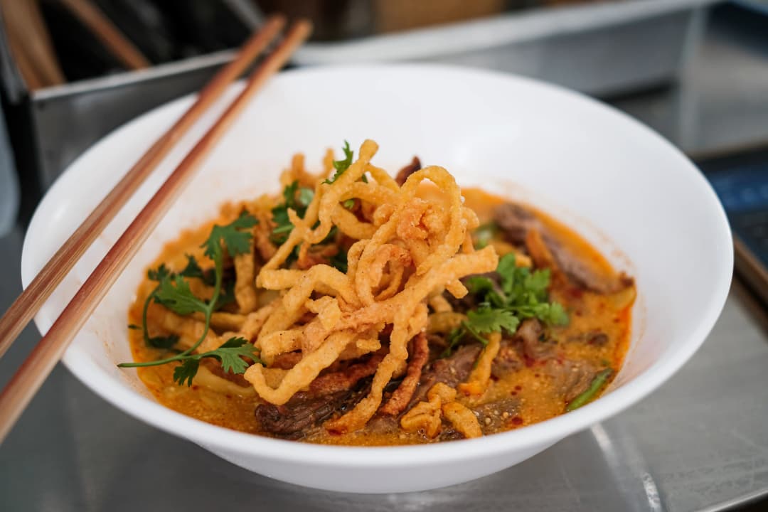 Thai famous red curry noodles dish from Chiang Mai